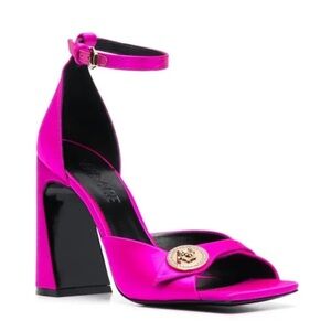 Versace Medusa Pink Satin Platform Sandals EU 37 110mm Heels NWOB flaw ⚪️